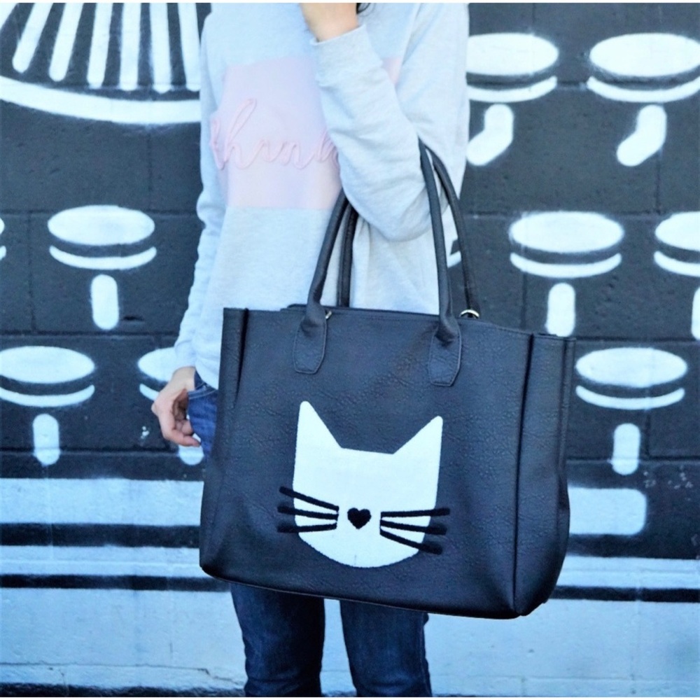Cat - Large Black Tote Bag 🐱